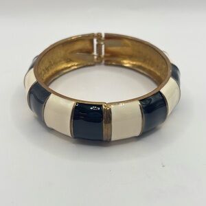 Elegant Glamorotti Black and White with Gold Trim Bangle Bracelet